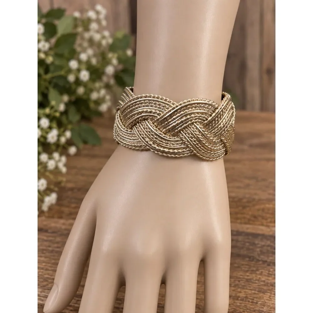 Vintage Stainless Steel Braided Cuff Bracelet – Like New